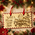 Santa Stop Here Sign- Red Border-Wooden Collection- 2 for £8