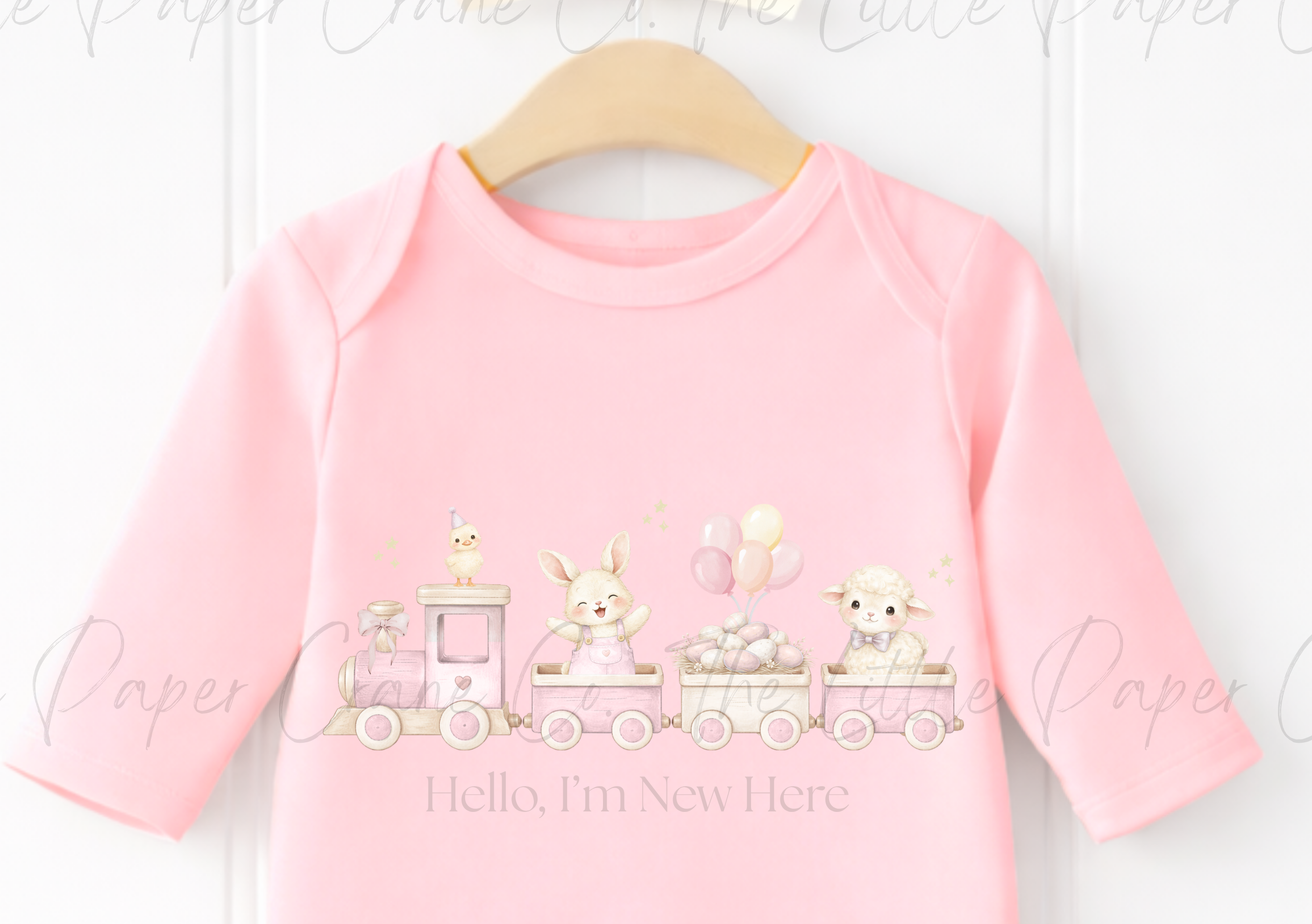 Animal Train Bodysuit - Hello, I'm New here Pink