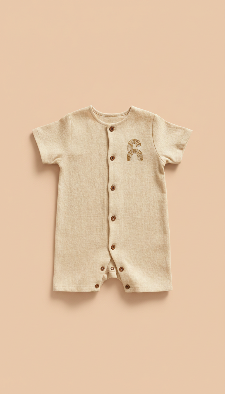 Personalized linen baby romper