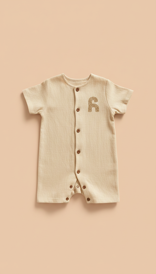 Personalized linen baby romper