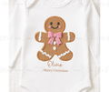 Pink GingerBread Embroidery Style Baby Grow