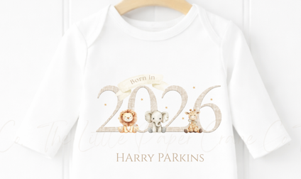 Born in 2026 Sleepsuit - Wild Animals
