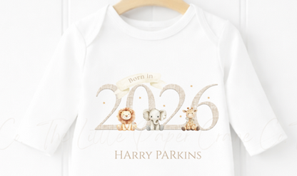 Born in 2026 Sleepsuit - Wild Animals