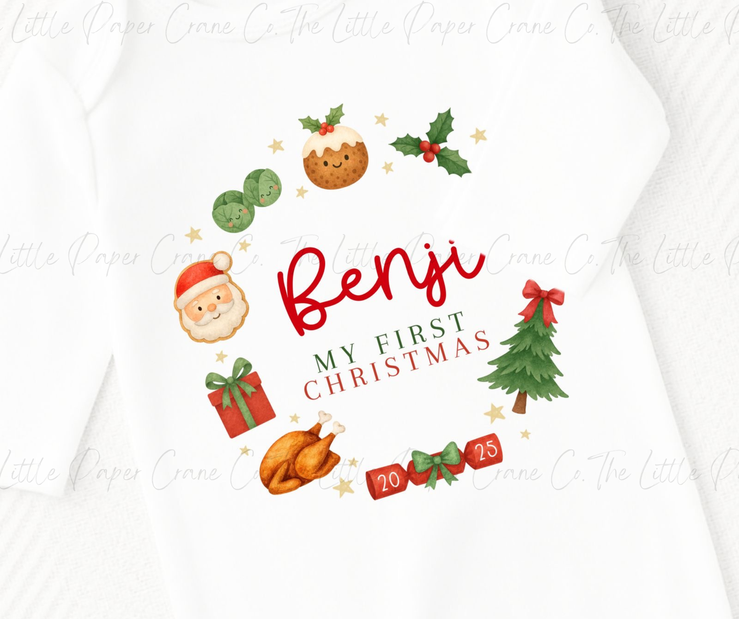 My First Christmas Babygrow- Wreath White