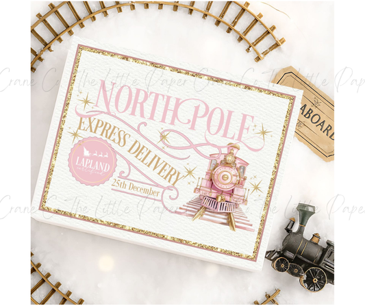 North Pole Train Magnetic Christmas Eve Box-Pink