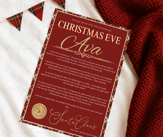 Santa Christmas Eve Letter -Tartan