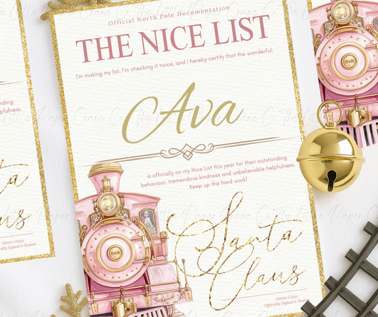 North Pole Train Letter-pink