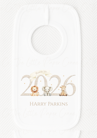 Born in 2026 Sleepsuit & Bib Set Farm Animals