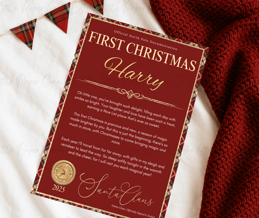 Santa First Christmas Letter -Tartan