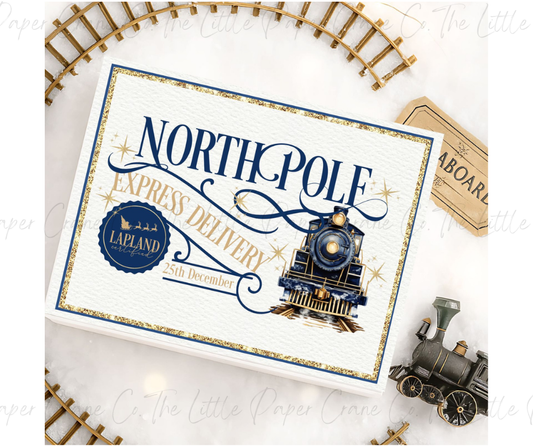North Pole Train Magnetic Christmas Eve Box-Navy
