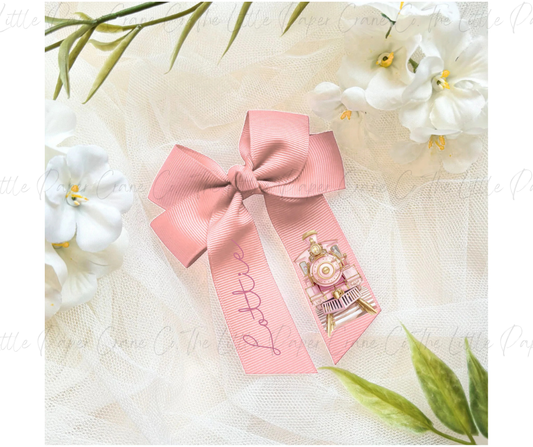North Pole Train Bow-Pink