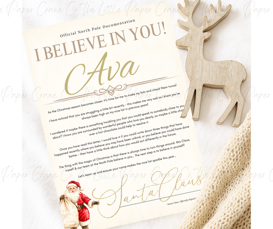 Santa I Believe in you Letter -Santa