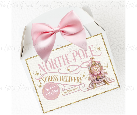 North Pole Train Magnetic Christmas Eve Treat Box-Pink