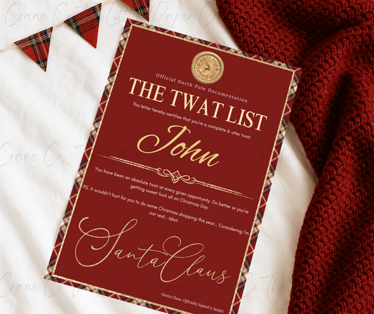 Santa Not So Nice List -Tartan