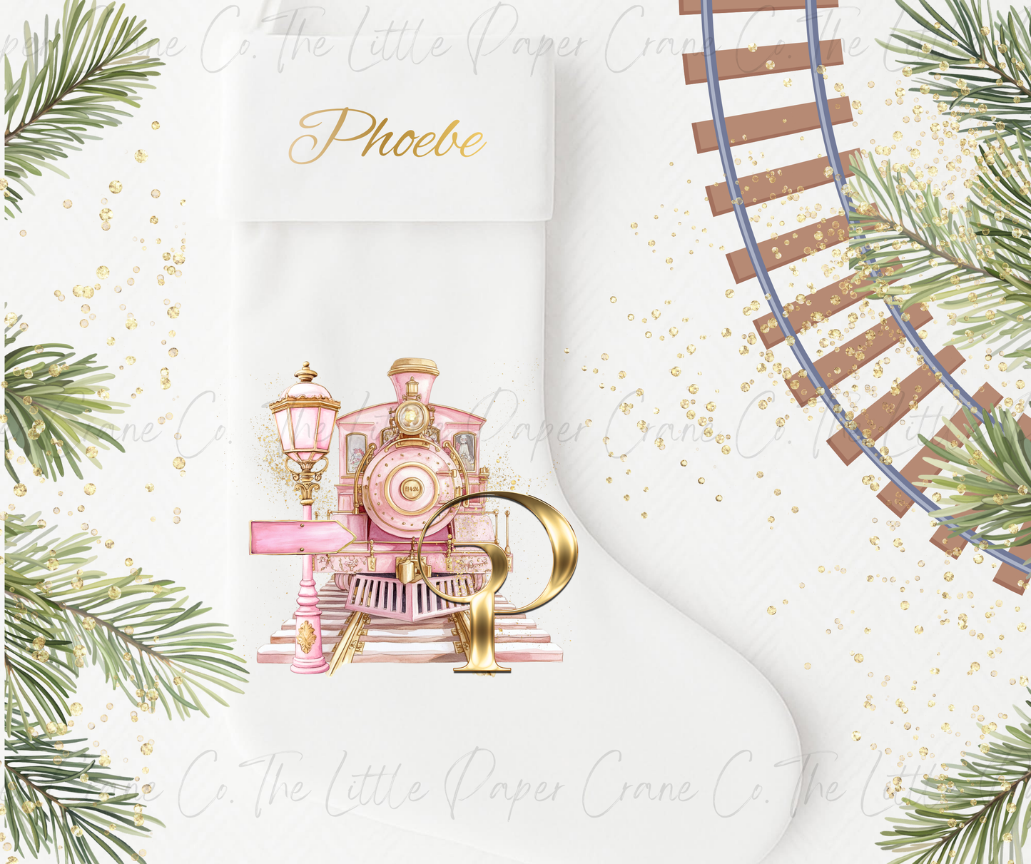 North Pole Express Train Stocking- Pink