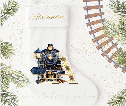 North Pole Express Train Stocking- Navy